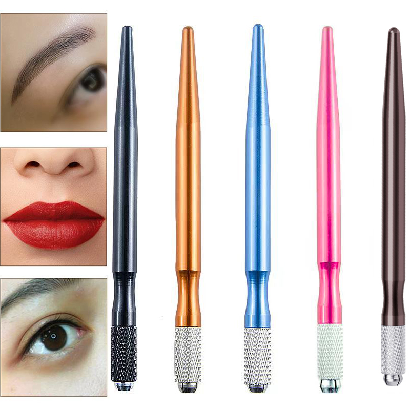Embroidery Eyebrow - ชุดปากกาไมโครเบลดดิ้ง 3 ชิ้น สำหรับสักคิ้วปากถาวร พร้อมเข็มปักลาย ใบมีดเทโบริ