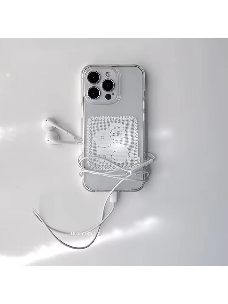 Embroidery White - เคสโทรศัพท์ลายลูกไม้สีขาวสไตล์เกาหลี น่ารัก ลายกระต่าย สำหรับ iPhone 17