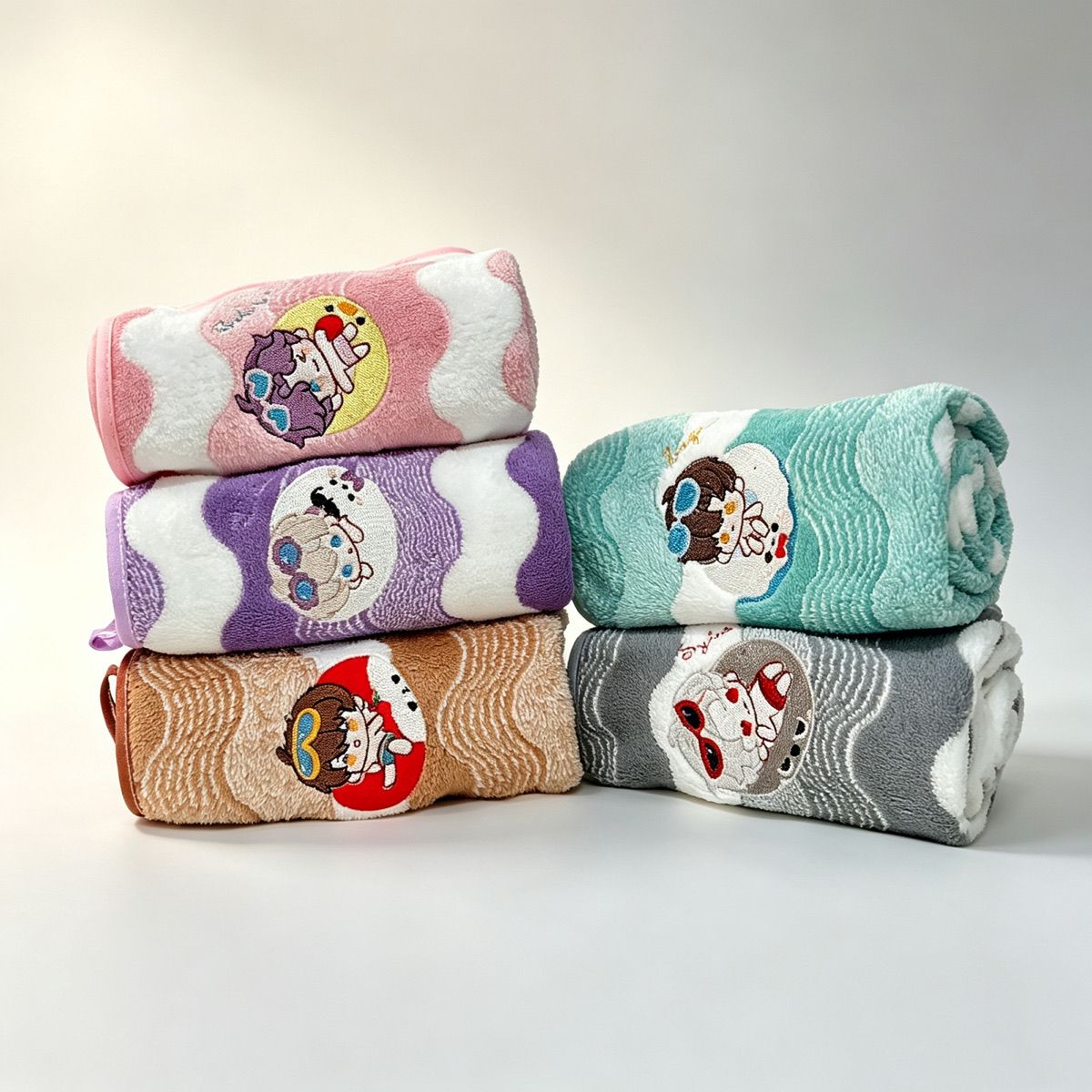 Embroidery Gift Ideas - ผ้าเช็ดมือขนแกะลายการ์ตูน Anime Love and Deepspace น่ารัก