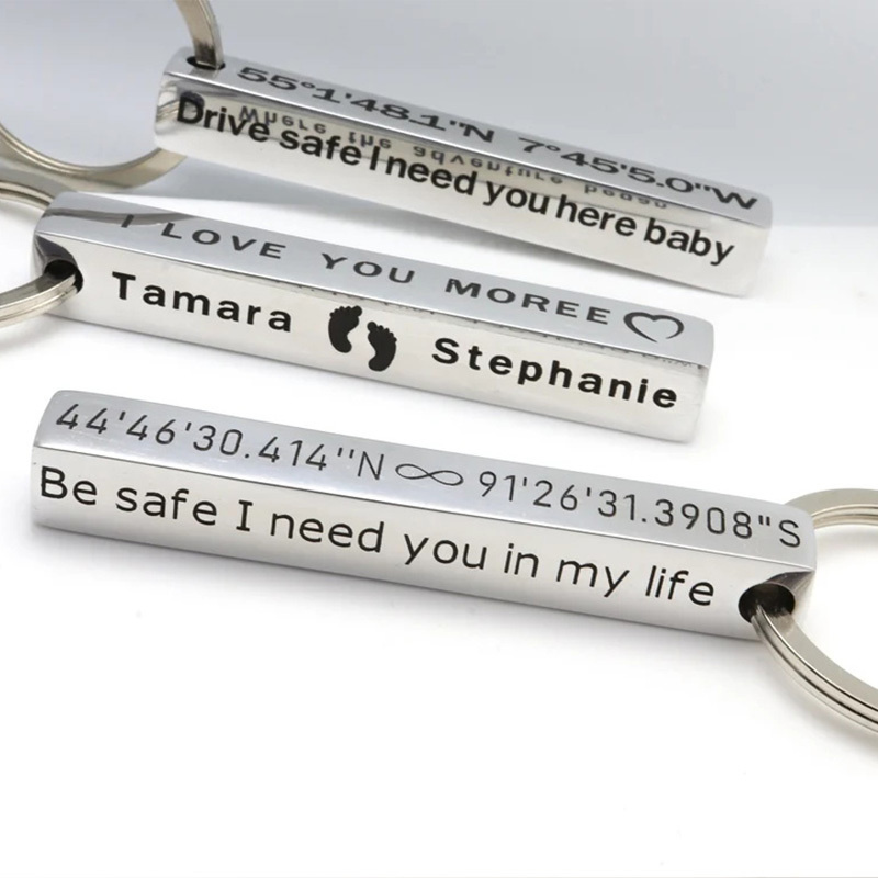 Embroidery Alphabet - Vnox ปรับแต่งพวงกุญแจ,CUSTOM ของขวัญวันพ่อเขา,3D Bar Key CHAIN,