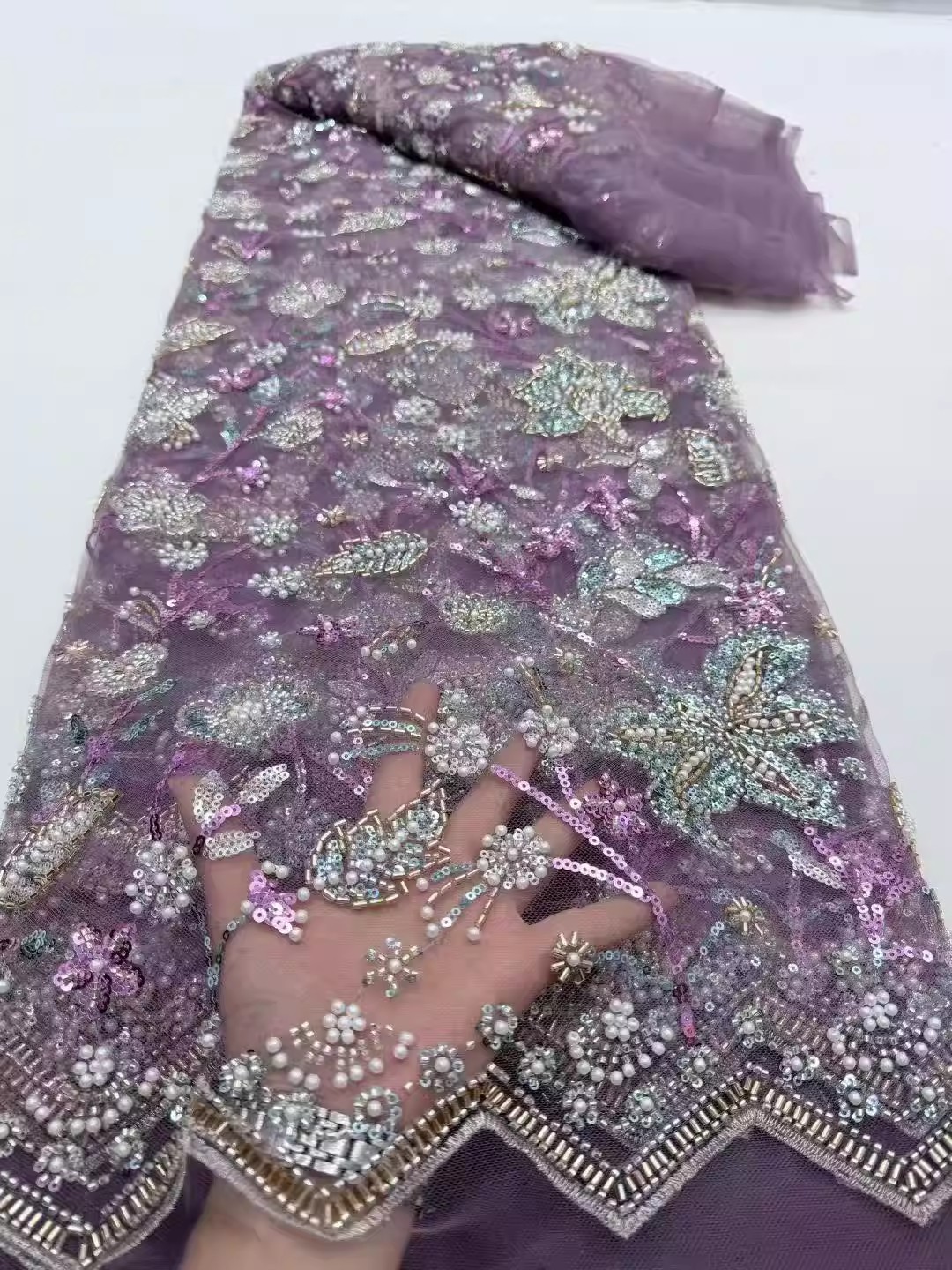 ผ้าปักเลื่อมลูกปัดแบบหลอด 5 หล - Embroidery Wedding บทวิจารณ์และราคา
