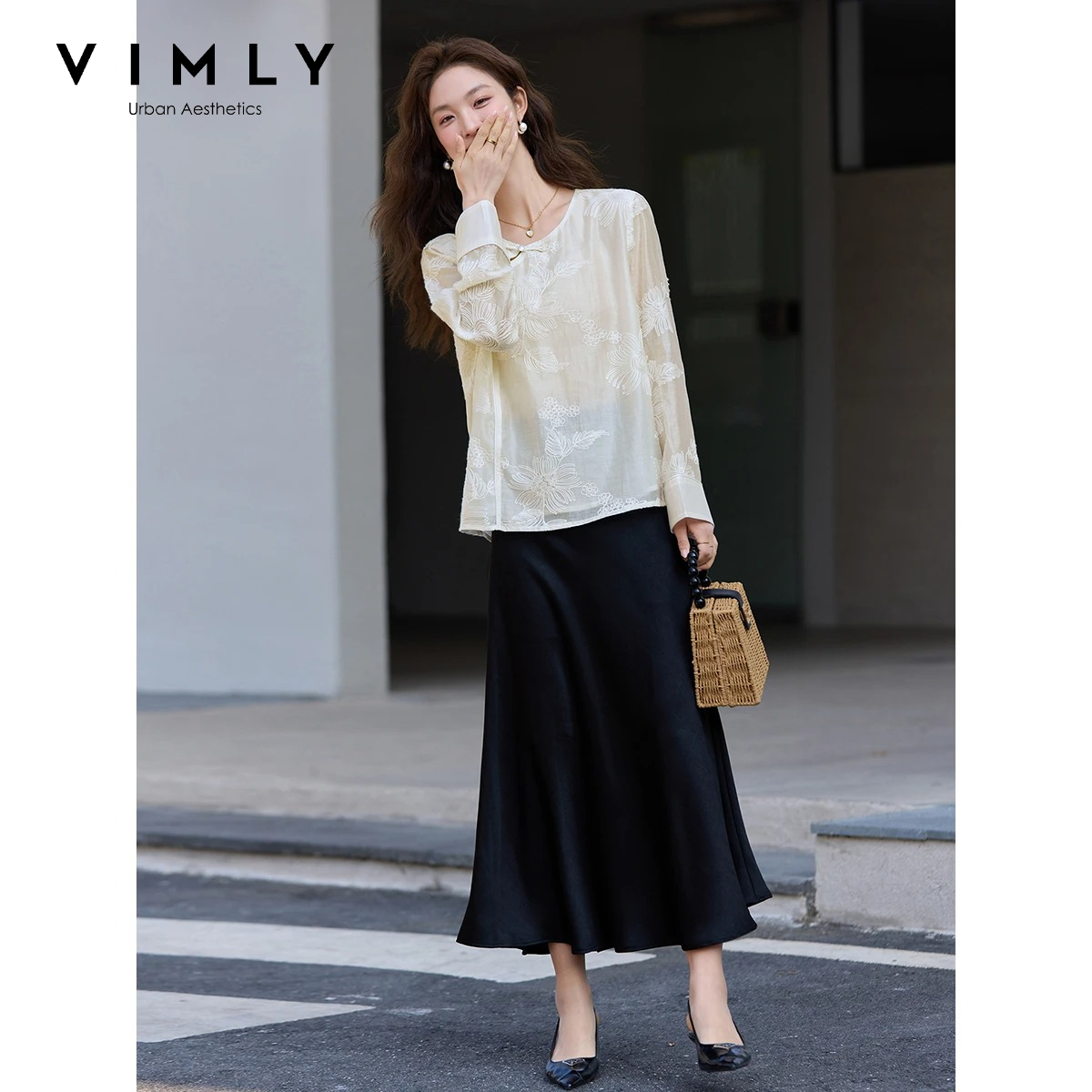 VIMLY เสื้อชีฟองปักลายสไตล์จีน - Embroidery On Shirt บทวิจารณ์และราคา
