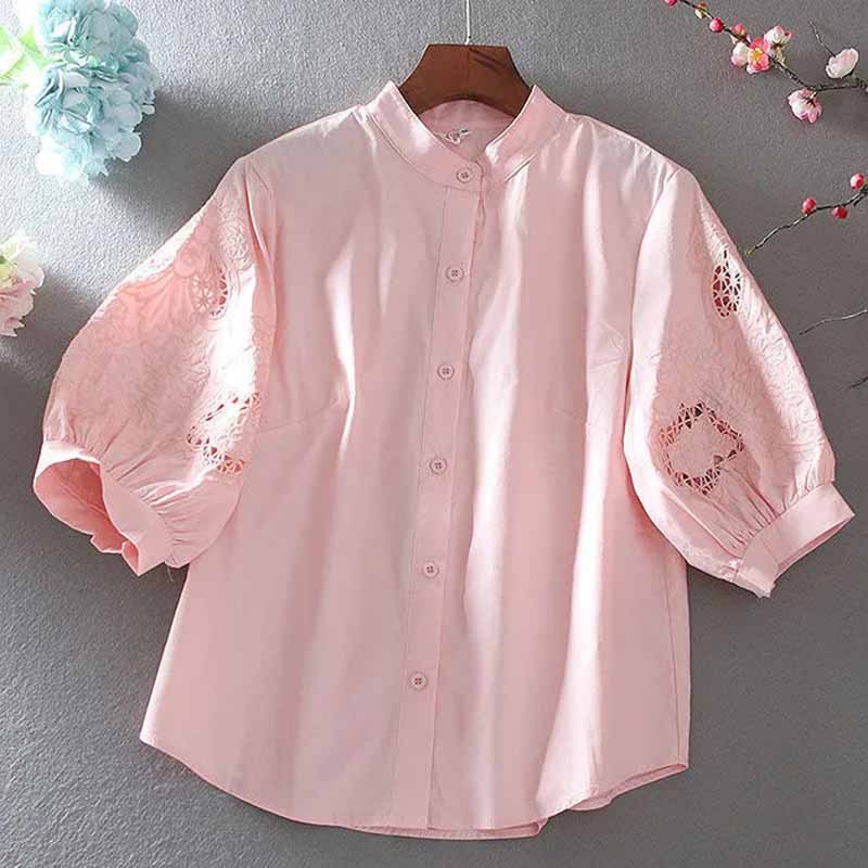 2025 ฤดูร้อนผ้าฝ้าย Stand-up C - Embroidery On Shirt บทวิจารณ์และราคา