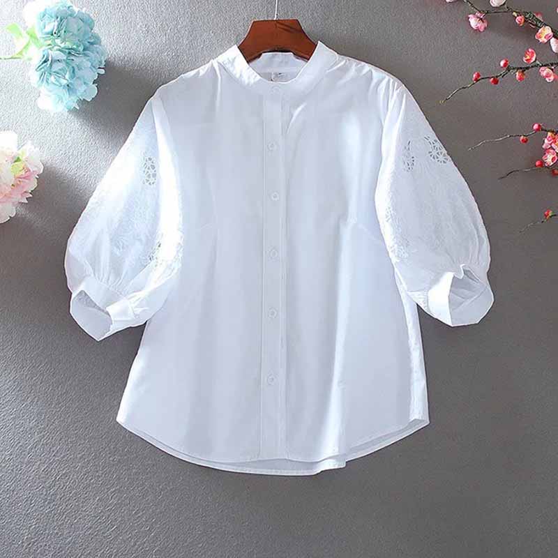 2025 ฤดูร้อนผ้าฝ้าย Stand-up C - Embroidery On Shirt บทวิจารณ์และราคา
