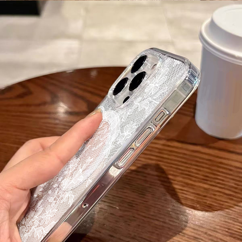 เคสโทรศัพท์แม่เหล็ก ลายดอกไม้ล - Embroidery White บทวิจารณ์และราคา