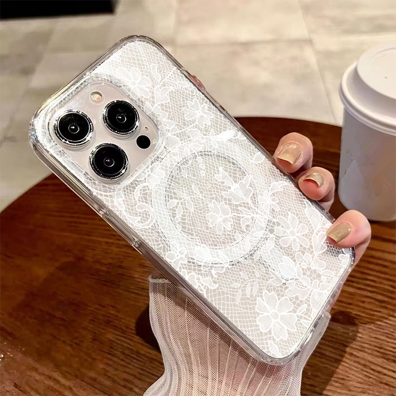 เคสโทรศัพท์แม่เหล็ก ลายดอกไม้ล - Embroidery White บทวิจารณ์และราคา