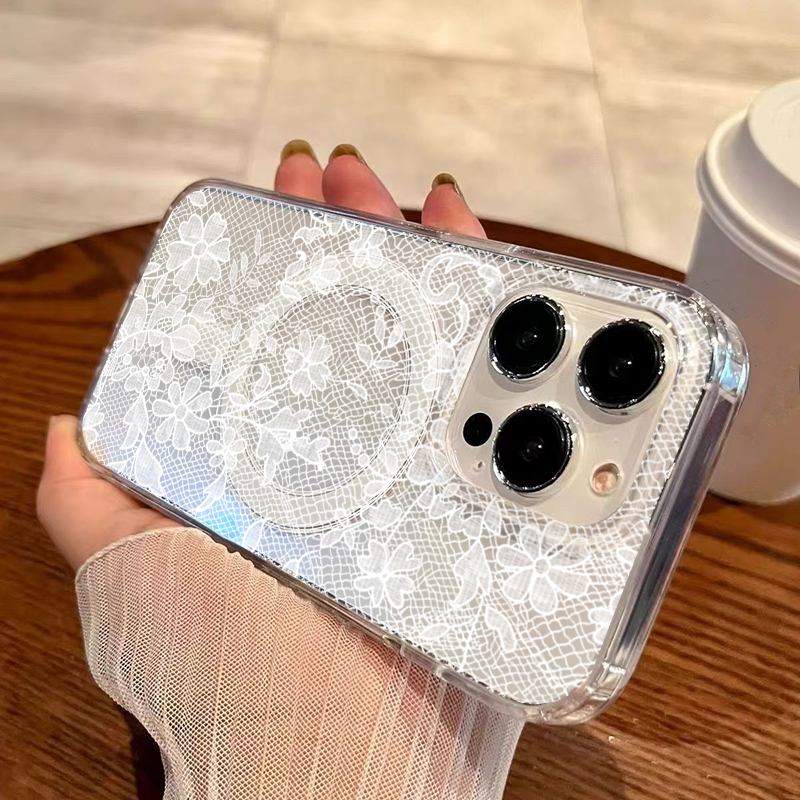เคสโทรศัพท์แม่เหล็ก ลายดอกไม้ล - Embroidery White บทวิจารณ์และราคา
