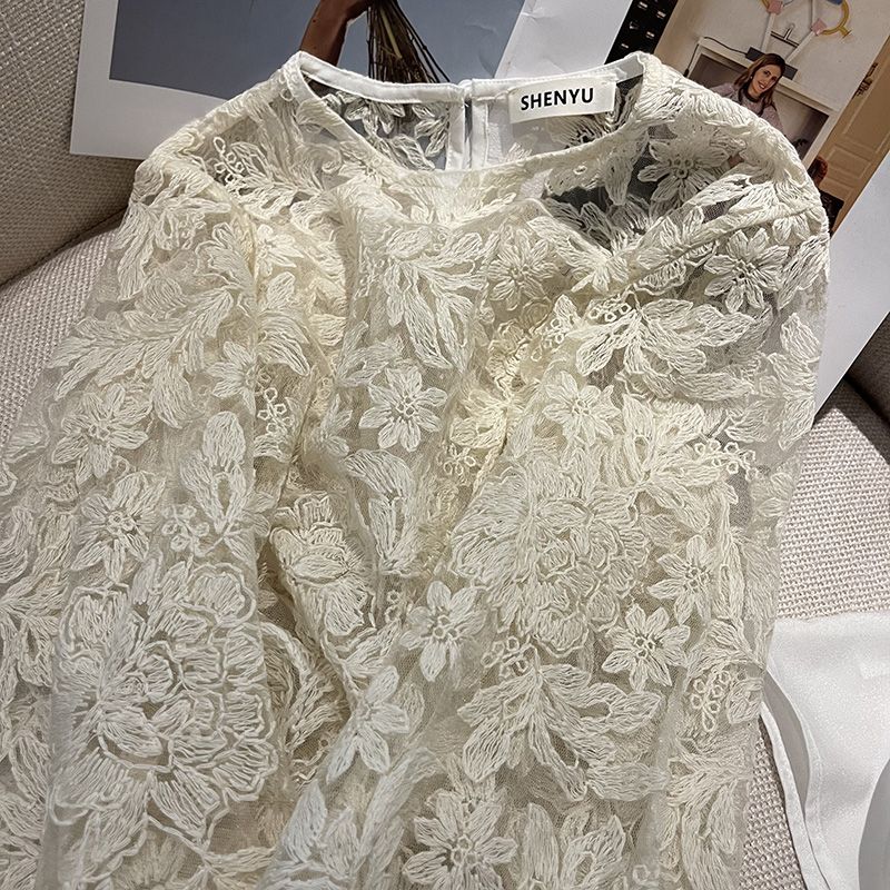 MEXZT Elegant Sheer เสื้อสีขาว - Embroidery On Shirt บทวิจารณ์และราคา