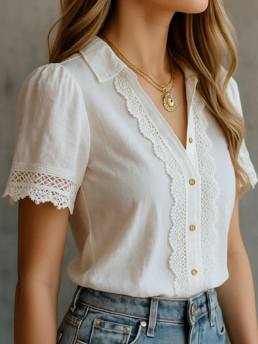 เสื้อเชิ้ตผู้หญิงหรูหรา สไตล์ล - Embroidery On Shirt บทวิจารณ์และราคา