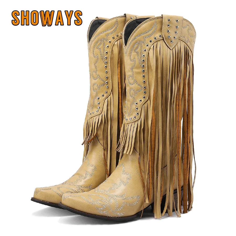 Fringe Rivet Western ผู้หญิงกล - Embroidery Red บทวิจารณ์และราคา