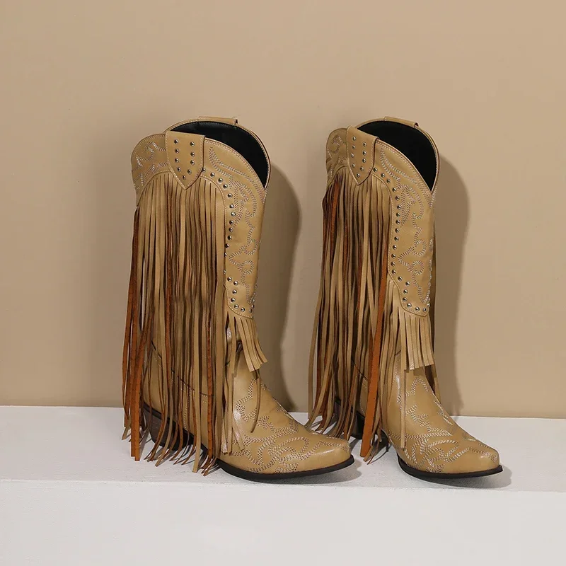 Fringe Rivet Western ผู้หญิงกล - Embroidery Red บทวิจารณ์และราคา