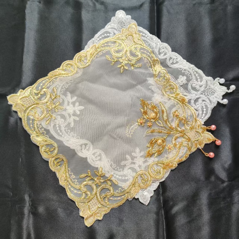 แผ่นรองจานปักลายกุหลาบทอง ขนาด - Embroidery Roses บทวิจารณ์และราคา