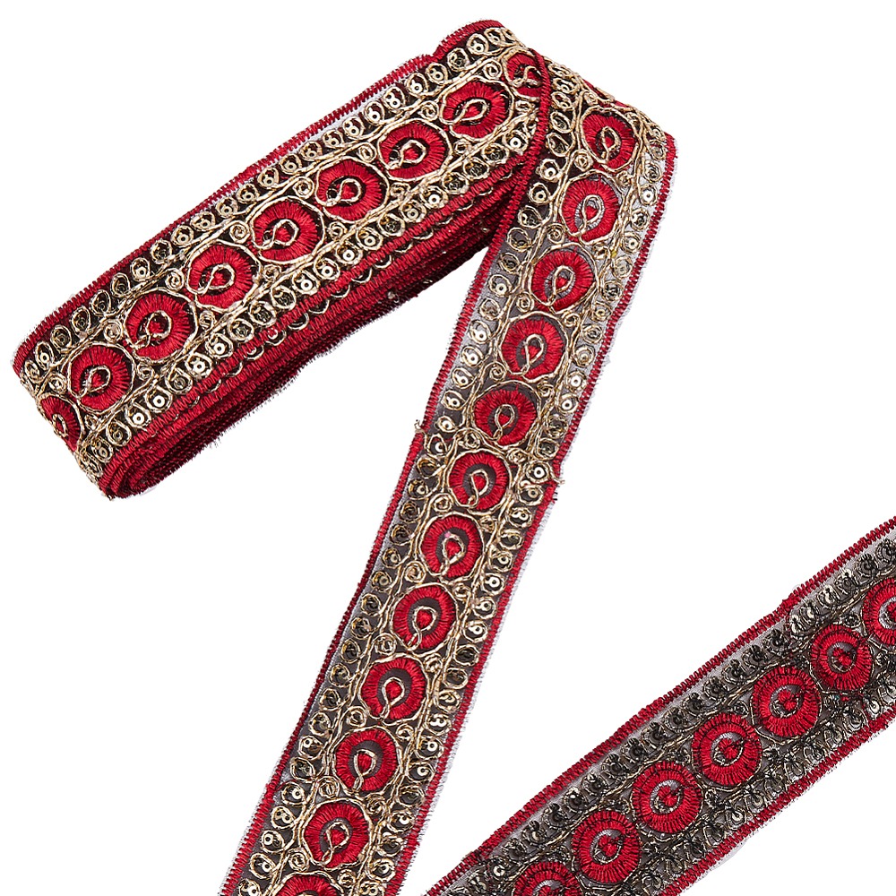 ริบบิ้นปักลายสีแดง 10 หลา 1.77 - Embroidery Red บทวิจารณ์และราคา