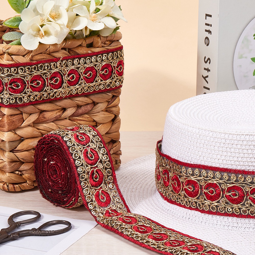 ริบบิ้นปักลายสีแดง 10 หลา 1.77 - Embroidery Red บทวิจารณ์และราคา