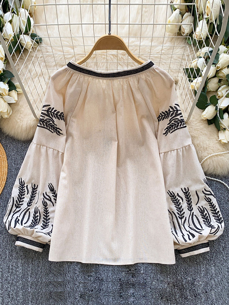 เสื้อผู้หญิงสไตล์โบฮีเมียน แขน - Embroidery On Shirt บทวิจารณ์และราคา