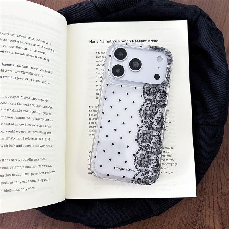 เคสโทรศัพท์ลายจุดลูกไม้สีขาวดำ - Embroidery White บทวิจารณ์และราคา