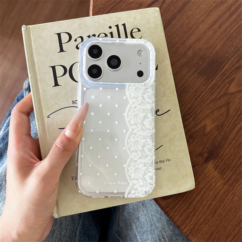 เคสโทรศัพท์ลายจุดลูกไม้สีขาวดำ - Embroidery White บทวิจารณ์และราคา