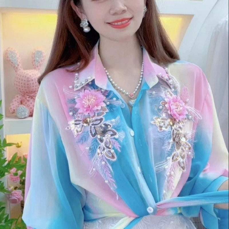 เสื้อเชิ้ตแขนยาวครึ่ง3D ผ้าชีฟ - Embroidery On Shirt บทวิจารณ์และราคา