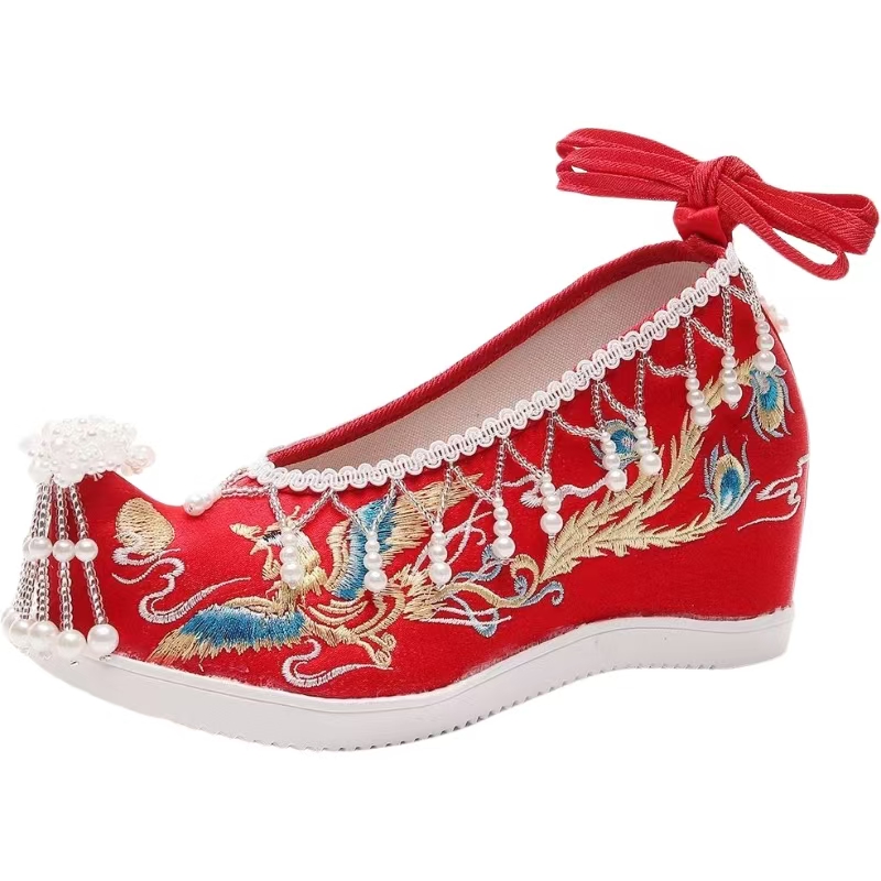 รองเท้าแต่งงานผู้หญิงสีแดงปักล - Embroidery Wedding บทวิจารณ์และราคา