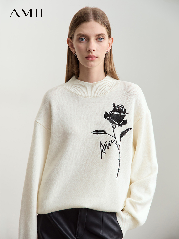 เสื้อสเวตเตอร์ Amii สำหรับฤดูใ - Embroidery Roses บทวิจารณ์และราคา