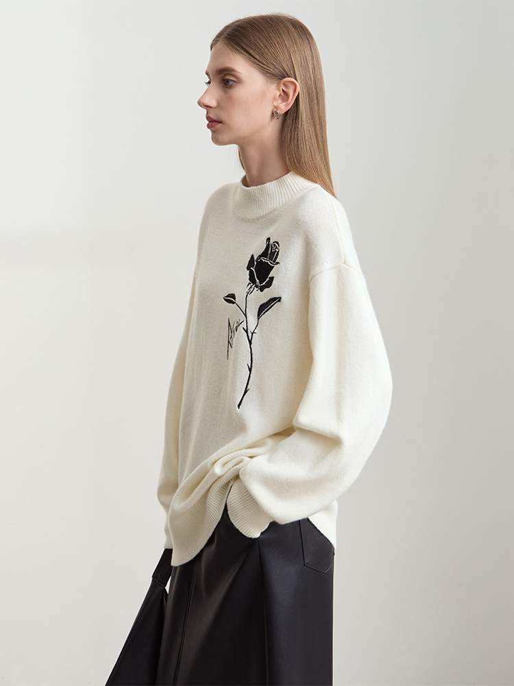 เสื้อสเวตเตอร์ Amii สำหรับฤดูใ - Embroidery Roses บทวิจารณ์และราคา