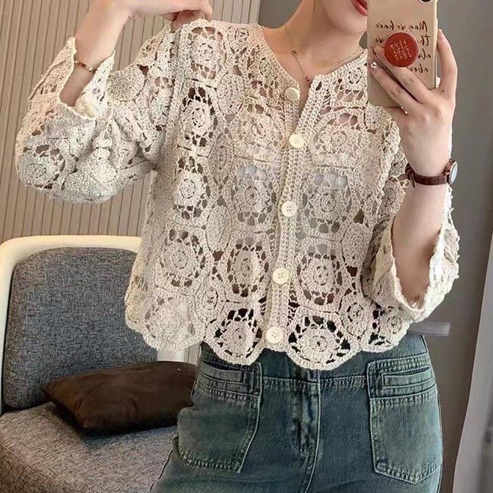 เสื้อคลุมไหมพรมแขนสามส่วน สไตล - Embroidery Online บทวิจารณ์และราคา
