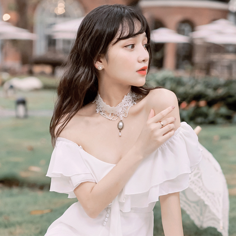 เลียนแบบ Pearl ลูกไม้สีขาวสร้อ - Embroidery White บทวิจารณ์และราคา